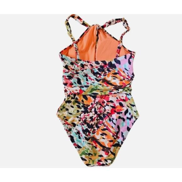 Bleu Rod Beattie Keyhole Halter One Piece Swimsuit Party Animal Women 10 NWT - Picture 2 of 6